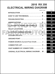 2010 Lexus Rx 350 Wiring Diagram Manual Original