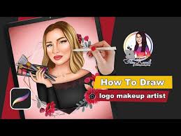 how to draw logo makeup artist cartoon