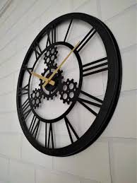 Silent Oversize Metal Wall Clock Rustic
