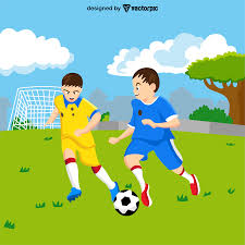 two boys playing football cartoon