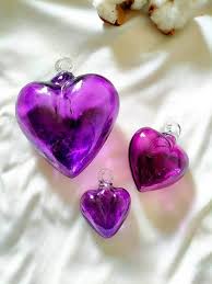 3 Recycled Blown Glass Hearts Mexican