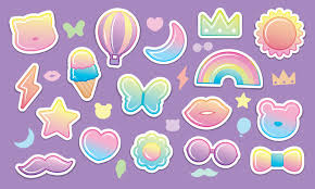cute elements graphic vector in pastel