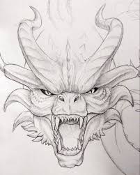 Pencil drawing is monochromatic, meaning that it has a single hue (gray), but with different brightness values (from very light gray to very dark gray). Godzilla King Of Monsters Tumblr Drawings Dragon Sketch Dragon Artwork Dark Art Drawings