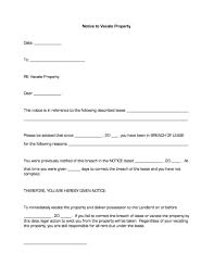 Printable Sample Notice To Vacate Template Form In 2019