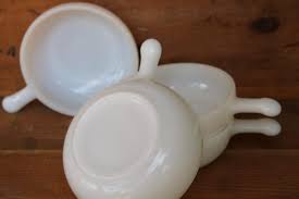Milk Glass Bowls Lug Handle Onion Soup