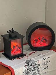 Led Simulated Flames Fireplace Lantern