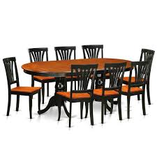 The matching side chairs feature a slat back design and comfortable upholstered seat. Plav9 Bch Black And Cherry Rubberwood Dining Table With 8 Chairs Pack Of 9 Overstock 11967718