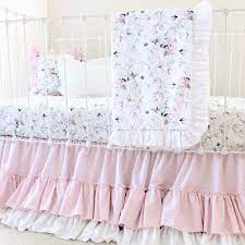 dusty pink crib bedding set for girls