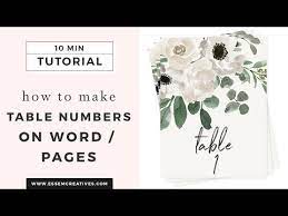how to make table numbers in word pages