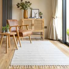 natural striped recycled cotton rug