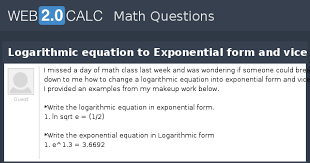 View Question Logarithmic Equation To