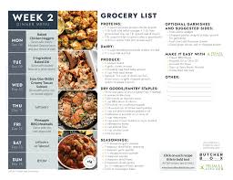 easy meal plan 2 with grocery list