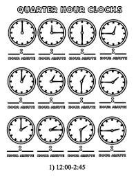 Wikijunior Tell Time Clock Coloring Book Quarter Hr Clock 1