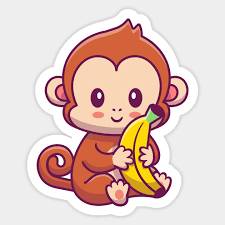 cute monkey holding banana cartoon
