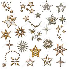 Set Of Stars Design Element Star Icons Christmas Golden Design