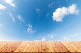 Wooden Table On Blue Sky