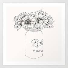 Mason Jar Flowers Art Print By My Daily
