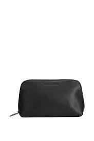grain leather zip top cosmetic bag