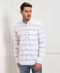 Wills Lifestyle Mens Striped Casual Spread Shirt Buy Blue