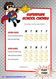 Superhero Themed School Chores Chart Would Want Students To