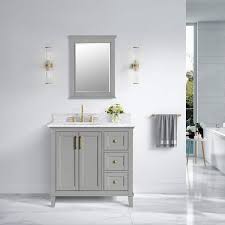 Home Decorators Collection Grayson 37 In W X 22 D X 35 H Vanity In Storm Grey With White Marble Vanity Top