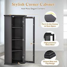 Corner Storage Cabinet With Glass Door