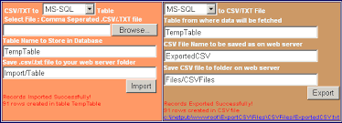 a simplified sql csv import export