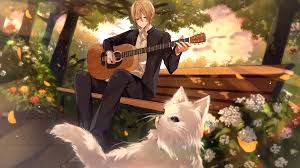 anime boy playing guitar wallpaper hd
