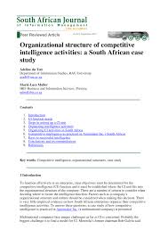 Pdf Organizational Structure Of Competitive Intelligence