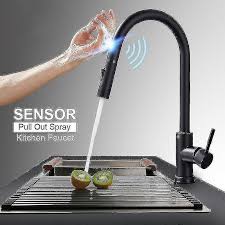 touch sensor kitchen faucets gold pull