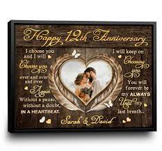 12th anniversary gift for couples 12th