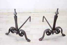 Antique Iron Fireplace Tool Set Early