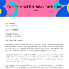 formal birthday invitation letter