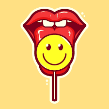 vector lips and lollipop art cartoon