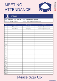 printable attendance sheet templates