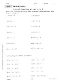 Quadratic Formula Worksheet Yahoo