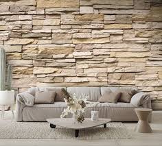 Designed Wallpaper Stacked Stone Wall