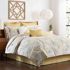 8 Piece Gold Runic Grid Comforter Set