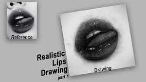 hyper realistic lips drawing for