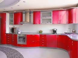 red kitchen wallpaper interior design