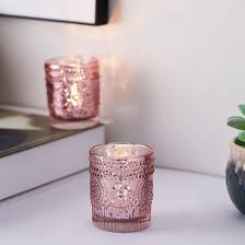 6 Pack Rose Gold Mercury Glass Candle