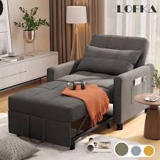 sofa chair bed 3 in 1 lofka convertible sleeper chair bed with adjule backrest for office bedroom dark gray