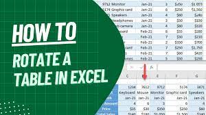 how to rotate a table in excel a step