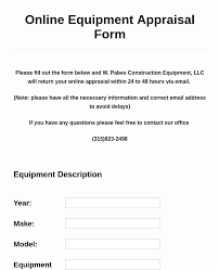 Online Equipment Appraisal Form Template Jotform