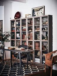 Billy Bookcase With Glass Doors Gray