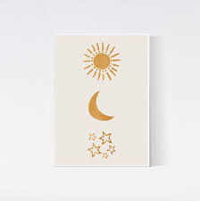 Sun Moon And Stars Printable Art Yellow