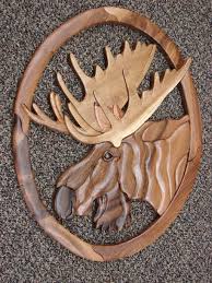 Solid Wood Intarsia Inlaid Bull Moose