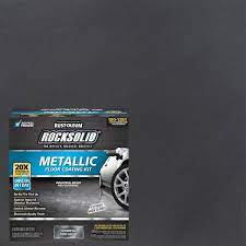 rust oleum 299743 rocksolid floor coat garage metallic gunmetal kit