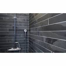Black Gray Ceramic Tiles Bathroom Wall