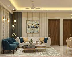 living room design with white sofa and